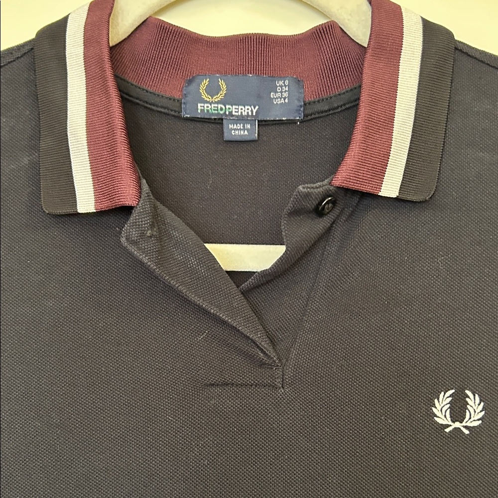 Fred Perry Black Mini Polo Dress with Pleated Satin back - Picture 3 of 8